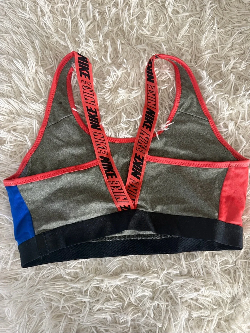 Nike Gray Sports Bra with Red Trim